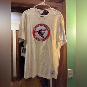 Baltimore Orioles Cream T-Shirt Mitchell and Ness